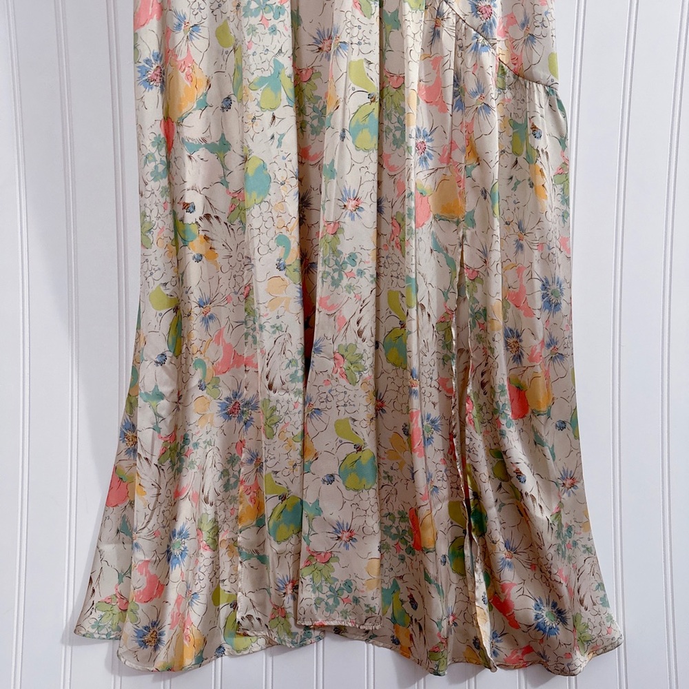Topshop Willow Floral Angel Sleeve Satin Midi Dress Size 8 - Picture 13 of 14